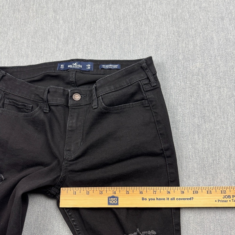 Hollister Jeans Womens 29x28 Black Low Rise Super Skinny Distressed Classic - Picture 9 of 14